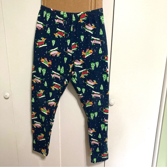 DACSHUND Dog Blue Holiday Festive Fleece Warm Pajama Pants Juniors Large - Picture 5 of 16